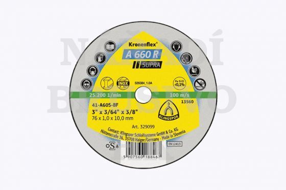 Řezný kotouč 100x1,0x10,0 A660R SUPRA na nerez a ocel Klingspor