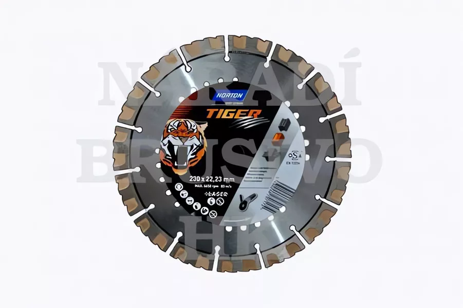 Diamantový kotouč 230x22,23 TIGER BETON na beton, zralý beton, armovaný beton, stavební materiály Norton Clipper