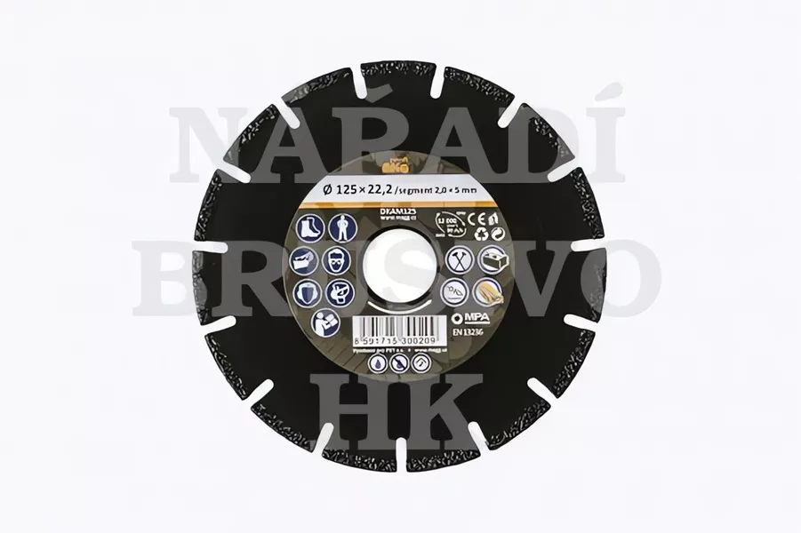 Diamantový kotouč 125x22,2 DKAM125 MAGG na litinu, ocel, nerezovou ocel, dřevo, neželezné kovy, beton, kámen, umělou hmotu, gumu, plast