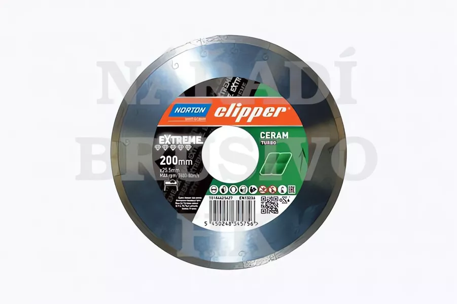 Diamantový kotouč 200x25,4 EXTREME CERAM na extra tvrdé glazurované keramické obklady, žulu, mramor, kamenné obklady Norton Clipper