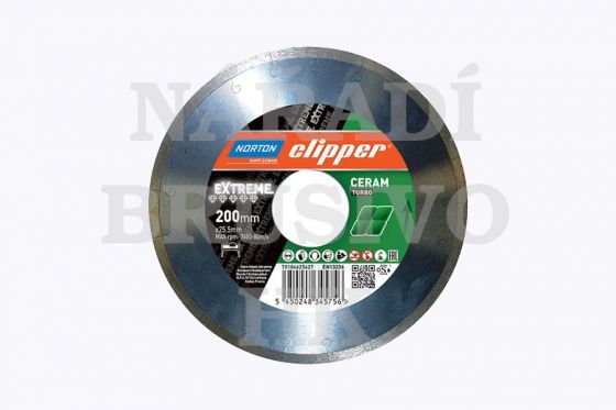 Diamantový kotouč 200x25,4 EXTREME CERAM SOFT na extra tvrdé glazurované keramické obklady, žulu, mramor, kamenné obklady Norton Clipper