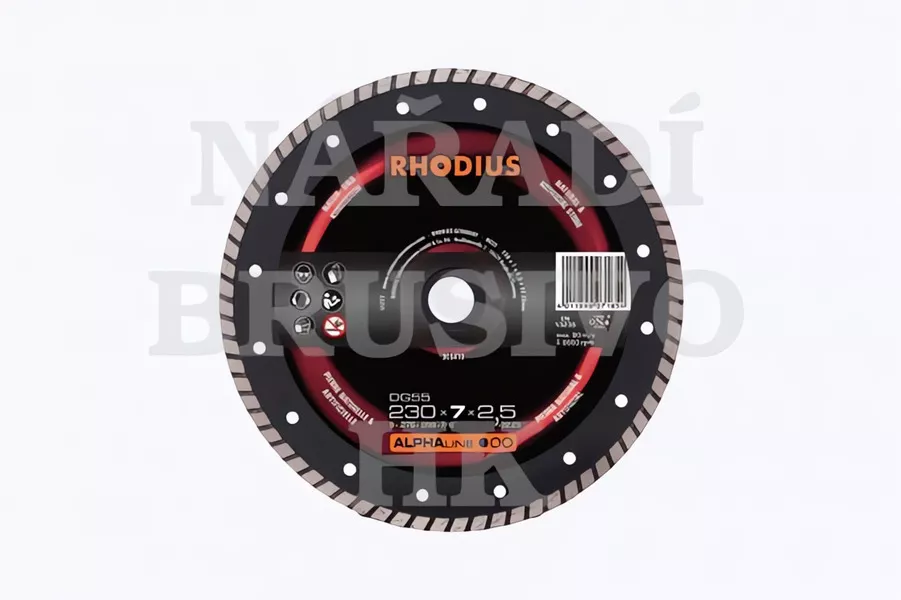 Diamantový kotouč 125x22,23 DG55 ALPHAline na žulu, mramor, dlažbu, středně tvrdou cihlu, keramiku Rhodius