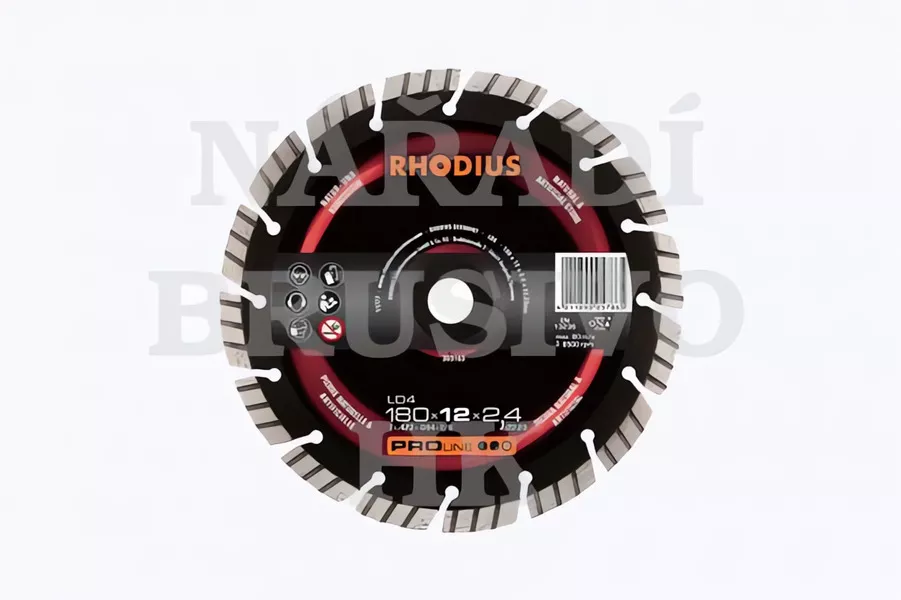 Diamantový kotouč 125x22,23 LD4 PROline na žulu, mramor, zámkovou dlažbu, přírodní kámen, beton, armovaný beton, keramický obklad, tvrdou cihlu, břidlici Rhodius