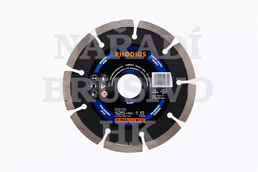 Diamantový kotouč 180x22,23 DG70 ALPHAline na beton, cihlu, přírodní kámen, zámkovou dlažbu Rhodius