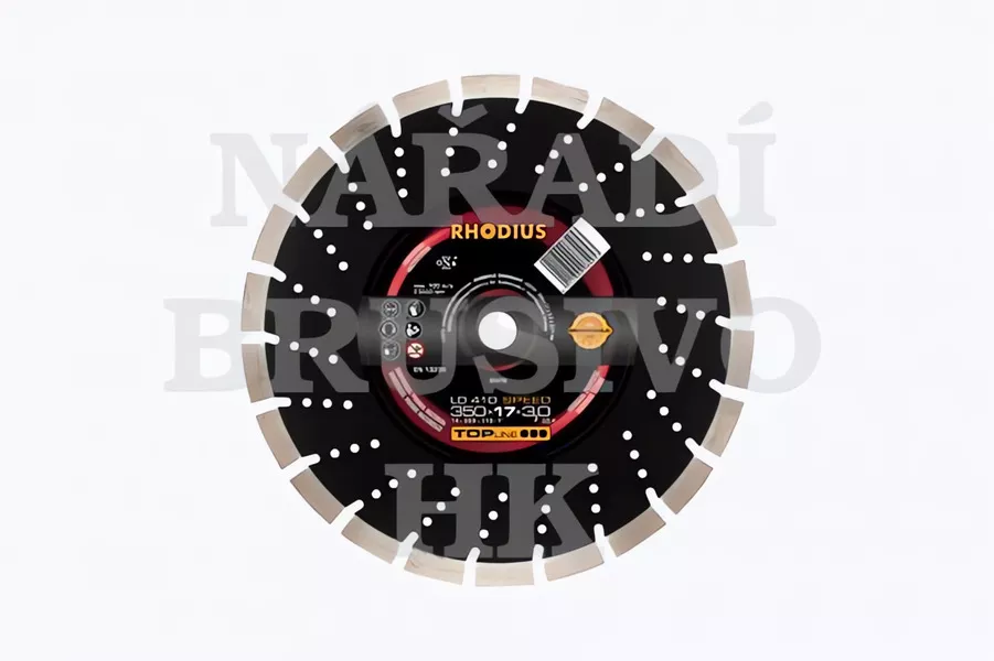 Diamantový kotouč 350x25,4 LD410 SPEED TOPline na žulu, mramor, zámkovou dlažbu, přírodní kámen, beton, armovaný beton, keramickou tašku, tvrdou cihlu Rhodius