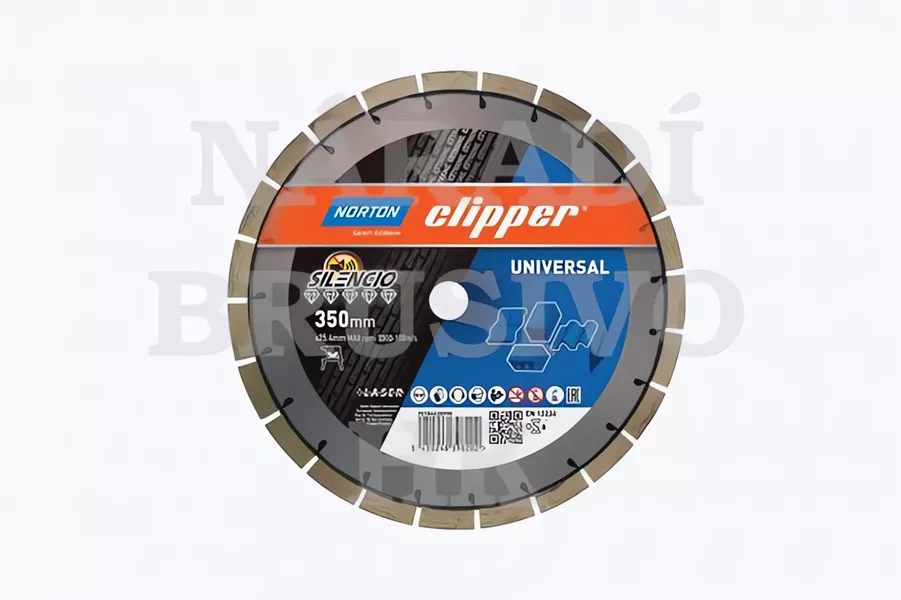 Diamantový kotouč 350x25,4 EXTREME SILENCIO UNI na beton, železobeton, stavební materiály, šamot, žula, čedič, achát Norton Clipper