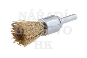 Kartáč drátěný pr. 17-0,30 mm koncový stopkový vlnitá MOSAZ