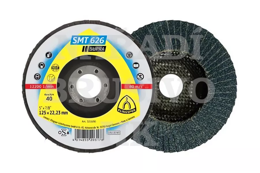 Lamelový brusný kotouč 125x22,23 P 36 SMT 626 SUPRA talířový na nerez, ocel Klingspor