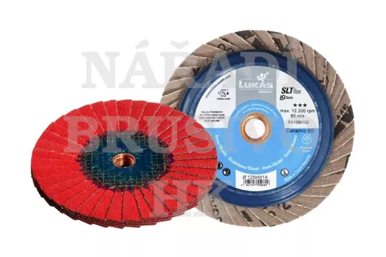 Lamelový brusný kotouč 125 x M14 P 40 SLTFLEX CERAMIC na nerez, ocel, hliník, titan, litinu Lukas