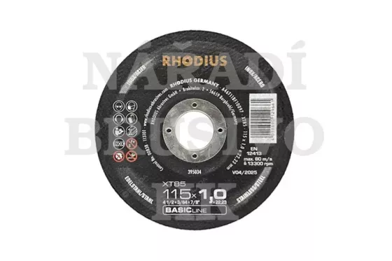Řezný kotouč 115x1,0x22,23 XT85 BASICline na nerez a ocel AKCE NA 500 KS Rhodius